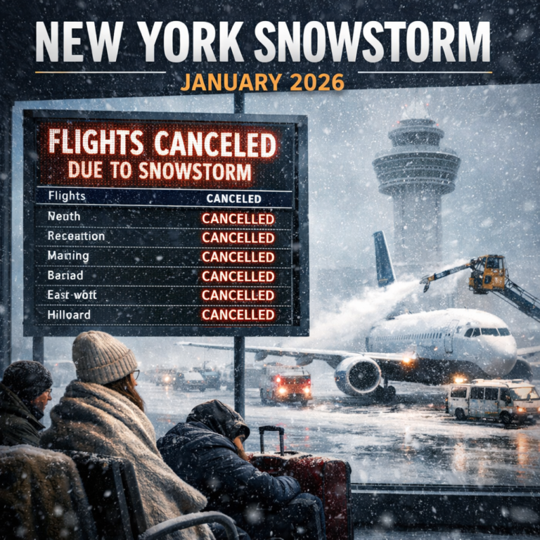 New York snowstorm flight cancellations