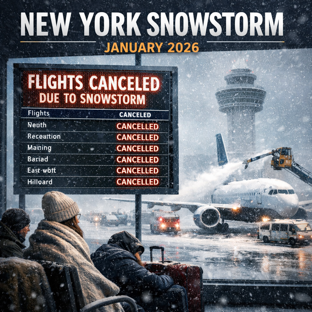 New York snowstorm flight cancellations
